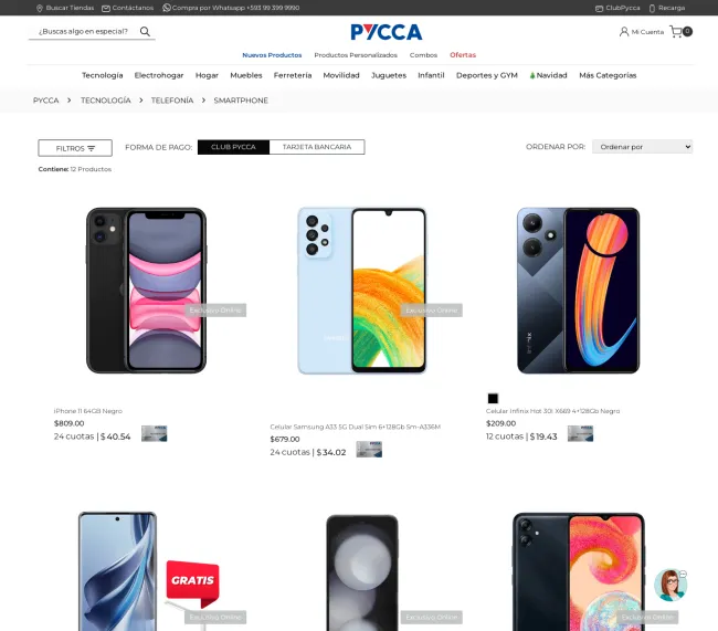 Cupón de 20% de descuento en celulares en Pycca