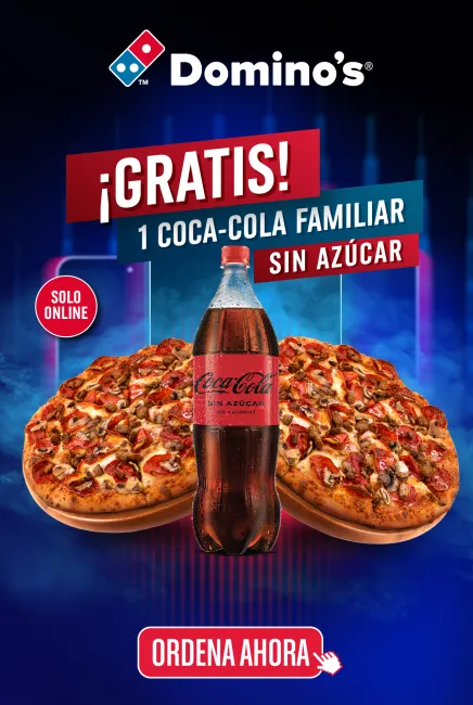 Obtén un cupón para recibir una Coca Cola gratis en Dominos Pizza