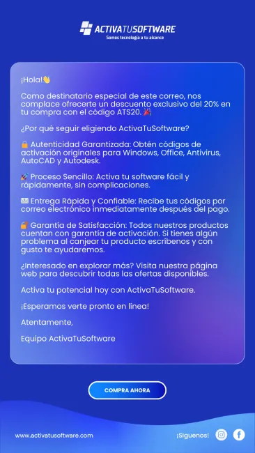 Código de 20% para comprar licencias de Windows, Office, Adobe y más