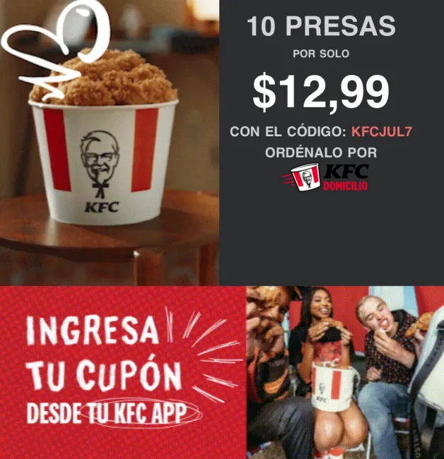 Cupón KFC úsalo para obtener 12 presas por $12.99