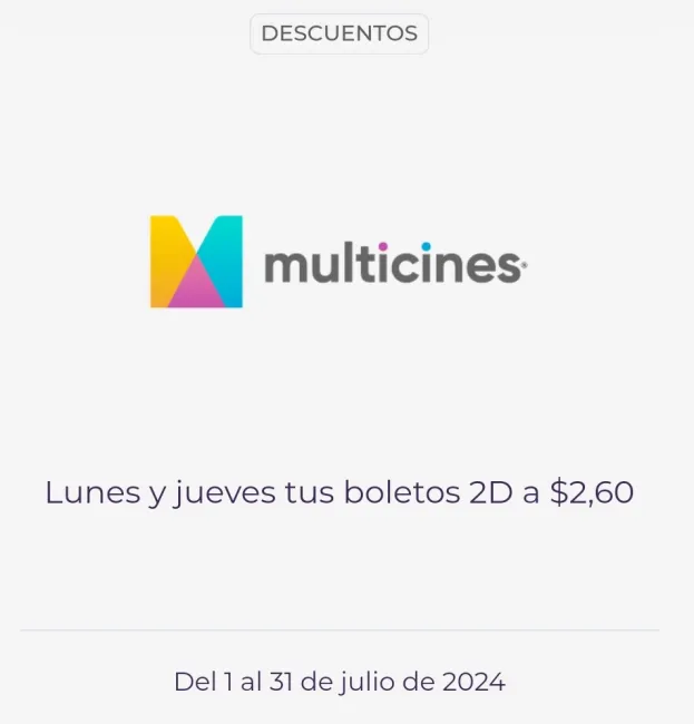 Paga con DeUna la entrada al cine en Multicines por solo $2.60