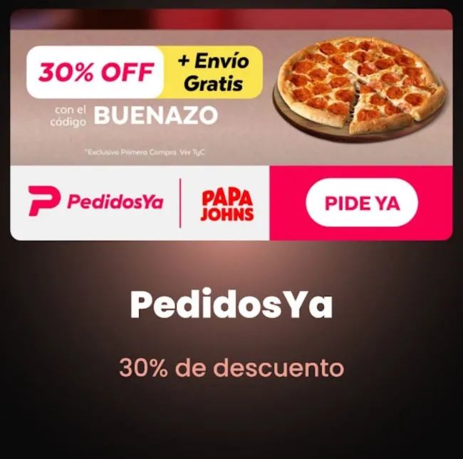 Cupón de 30% de descuento más envío gratis