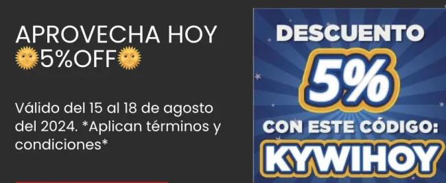Cupón de descuento de 5% en Kiwi