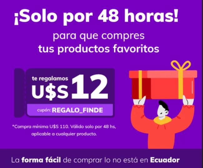 Cupón de regalo de $12 en Tiendamia agosto 2024