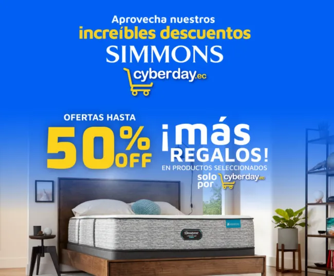 CYBER DAYS en Simmons Ecuador descuentos de hasta el 50% en colchones