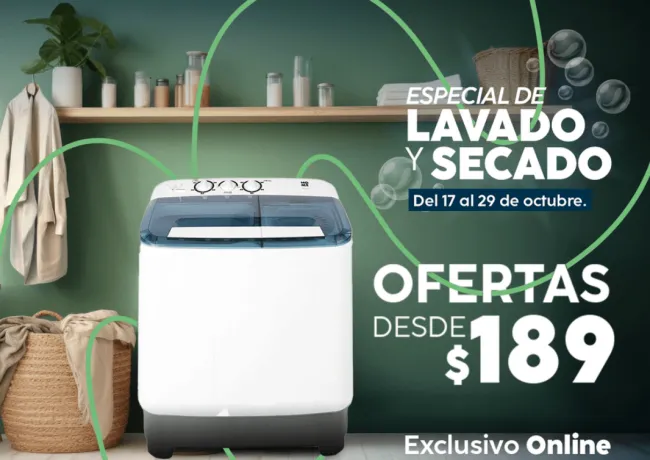 50% de descuento en lavadora semi automática en Marcimex