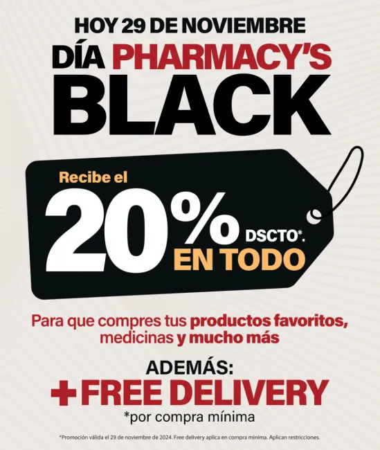 20% de descuento en todo Pharmacys por Blackfriday