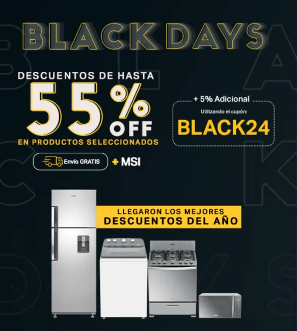 55% de descuento más cupón de 5% adicional en Whirpook