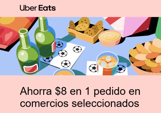 Cupón de $8 de regalo pidiendo en UberEats en Listo, Medicity, La Guardia, Santa Maria