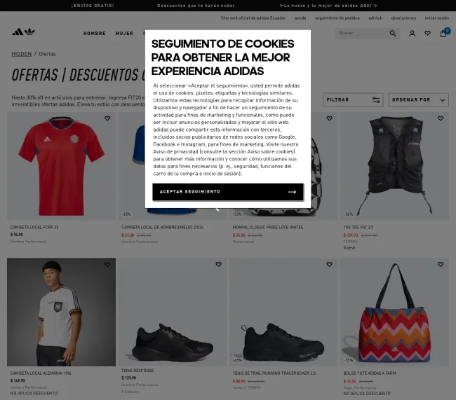 Cupón para ofertas HASTA 30% OFF en Ropa y Tenis Adidas