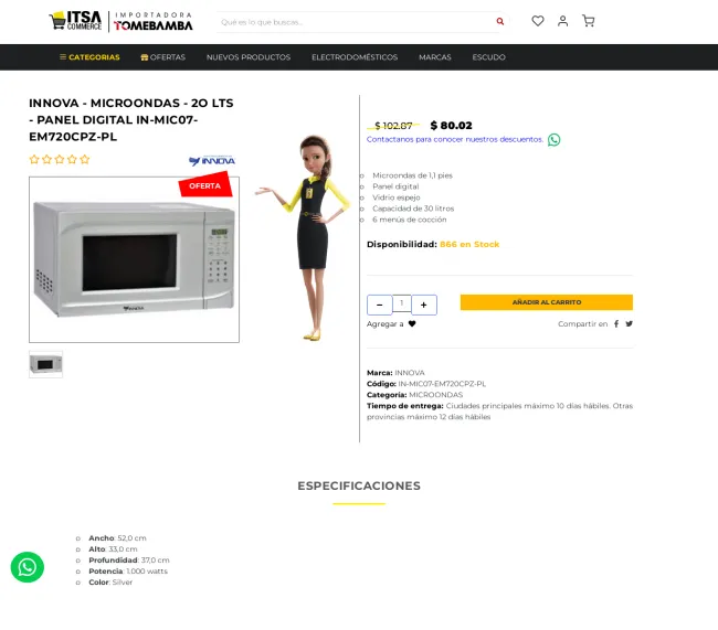 MICROONDAS - 2O LTS - PANEL DIGITAL con el 22% de descuento