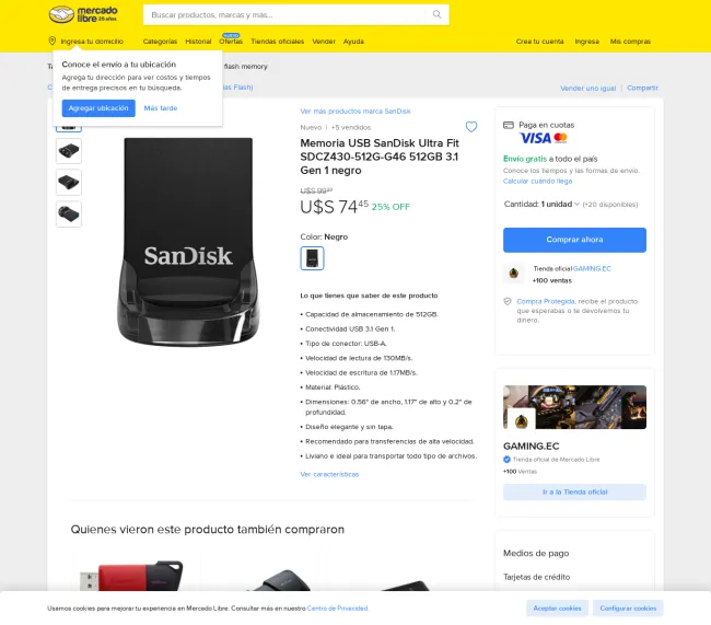 Memoria USB SanDisk Ultra Fit SDCZ430-512G-G46 512GB 3.1 Gen 1 negro con el 25% de descuento