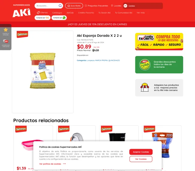 Akí Esponja Dorada X 2 2 u al 32% de descuento