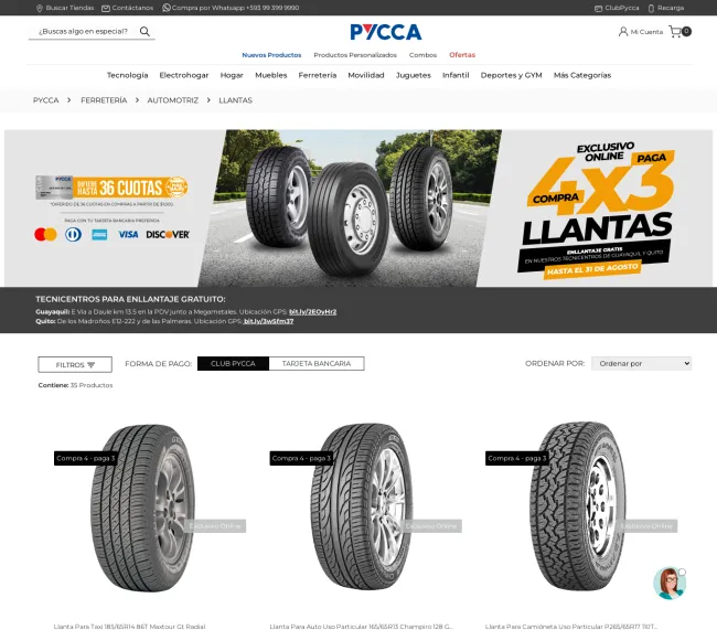 Compra 3 llantas y lleva 4 para tu auto en Pycca