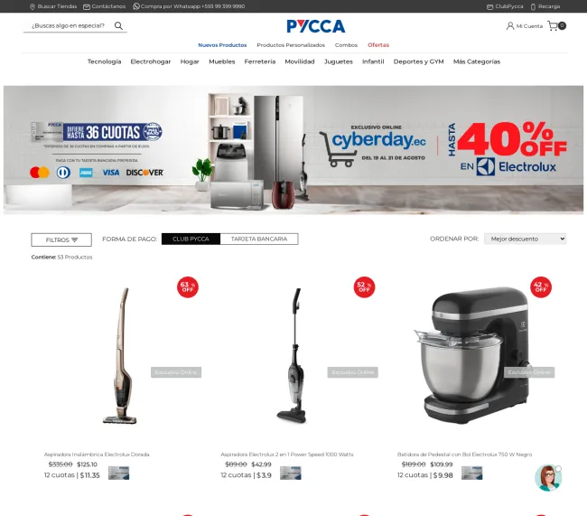 Hasta el 40% de descuento en electrodomésticos Electrolux en Pycca