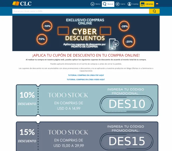 Cupones de Descuento de hasta el 15% en Librería CLC Ecuador