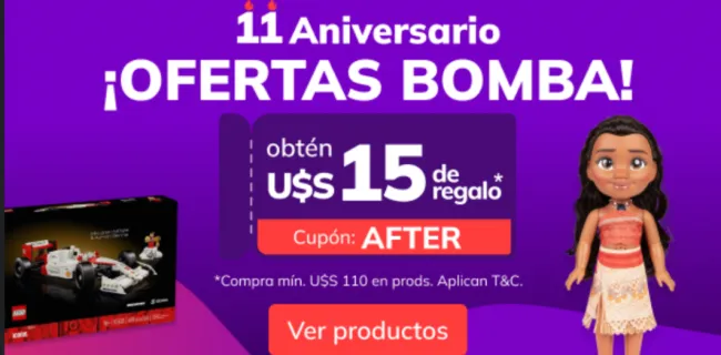 Cupón de $15 de regalo en Tiendamia