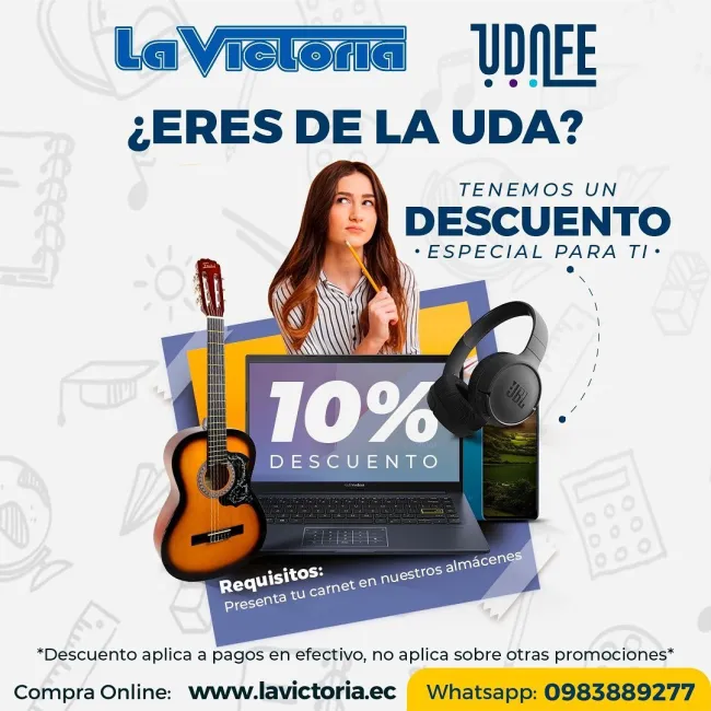 10% de descuento en electrónicos en La Victoria presentando carnet de la UDA