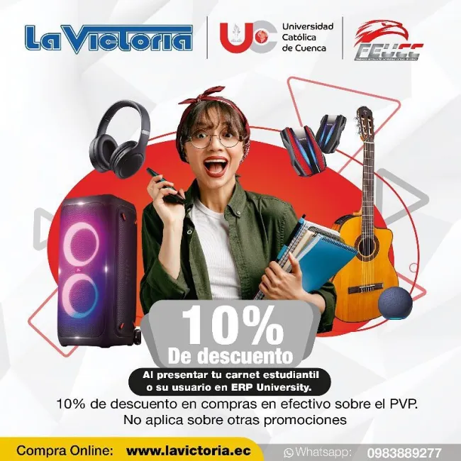 Descuento 10% para estudiantes de la Universidad Católica de Cuenca en La Victoria