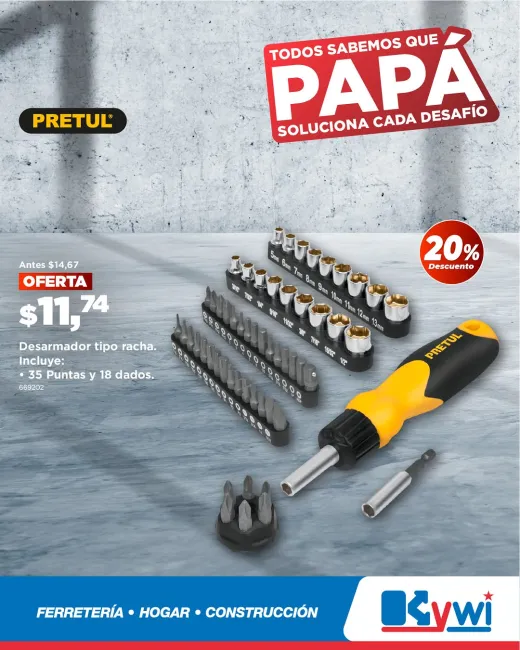 Herramientas Pretul y Truper en oferta para el Día del Padre 2025 en Kywi