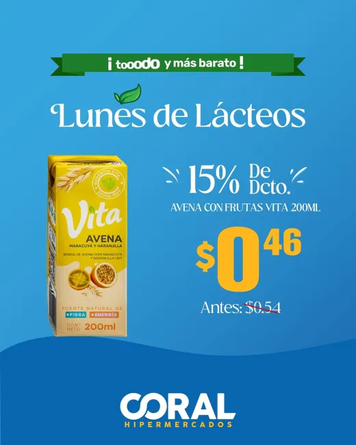 Lunes de Lácteos en Coral: hasta 20% de descuento en quesos, leches y más