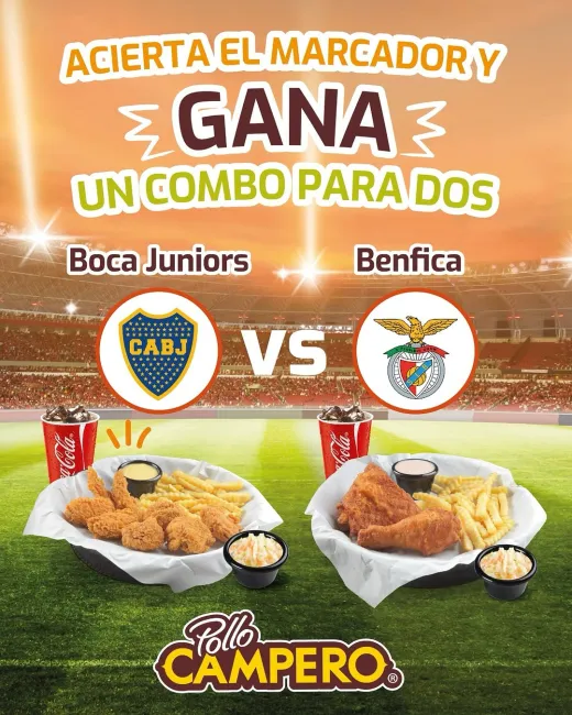 Campero Concurso: Gana 2 Combos Gratis de Pollo Frito para el Partido Boca Juniors vs Benfica