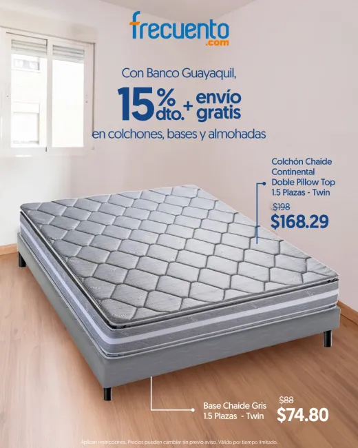 15% de descuento en bases, colchones y almohadas con envío gratis en Frecuento