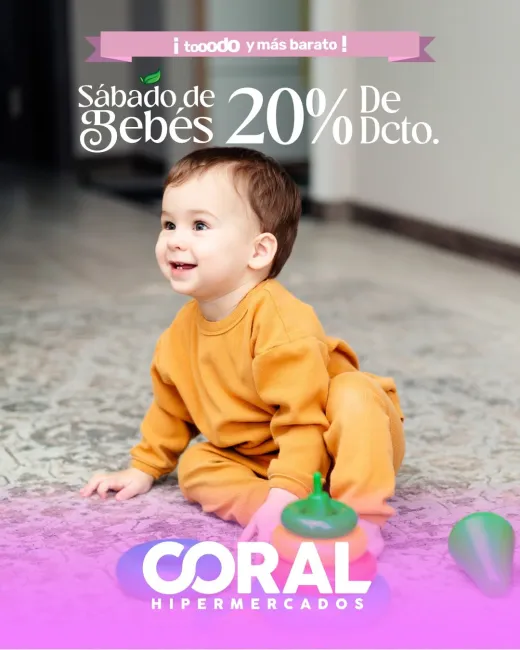 Descuentos hasta 20% en productos para bebés este sábado en Coral Hipermercados