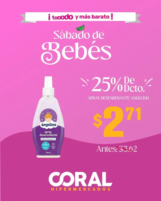 Descuentos hasta 20% en productos para bebés este sábado en Coral Hipermercados