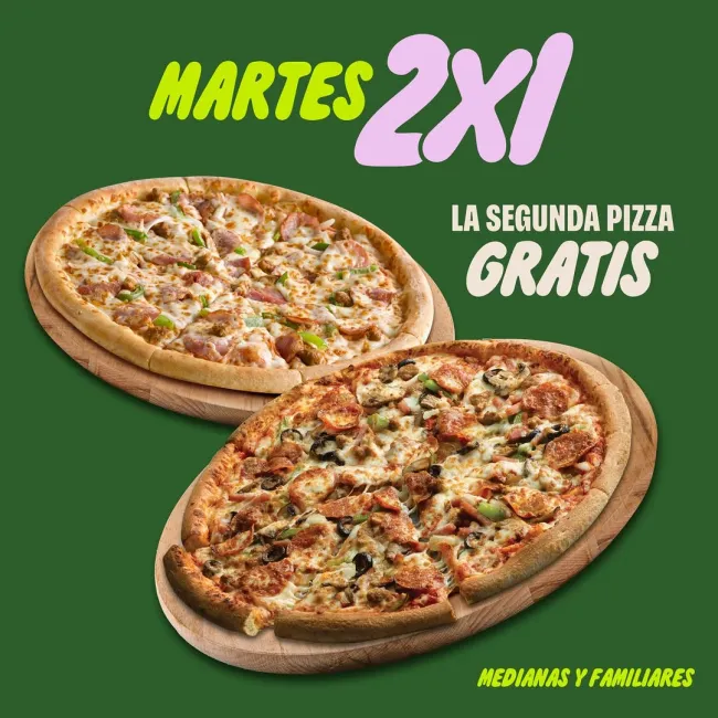 Martes 2x1 en todas las pizzas de Papa Johns Ecuador - ¡Pide la tuya hoy!