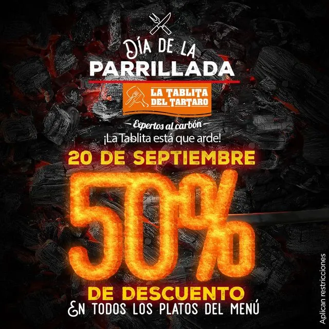 El 20 de septiembre, 50% de descuento en los platos del menú de la Tablita del Tartaro