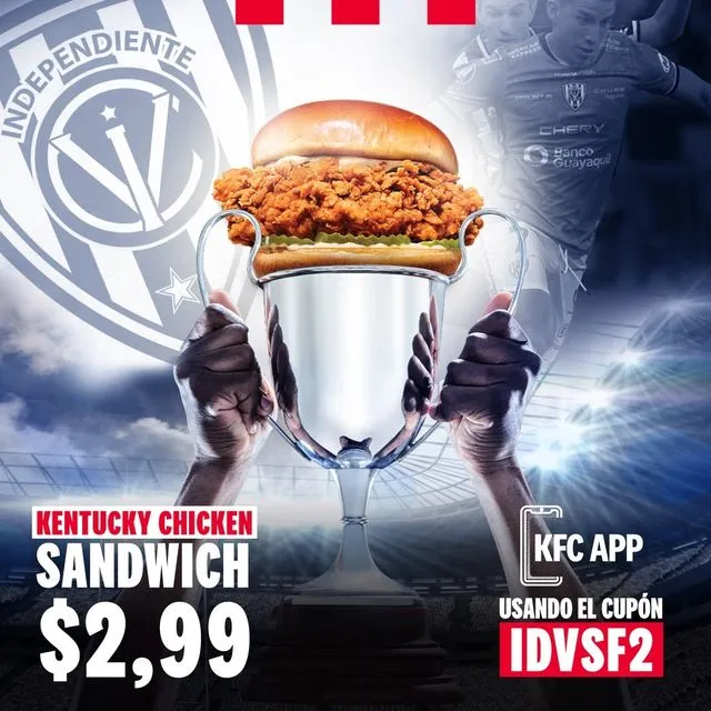 Cupón de KFC para un Kentucky Chicken Sandwich por $2.99