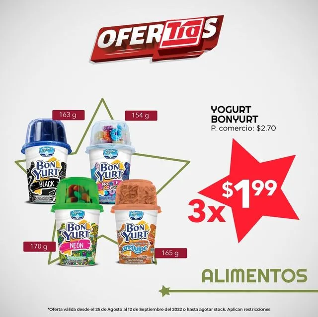 3 yogurts por 1.99