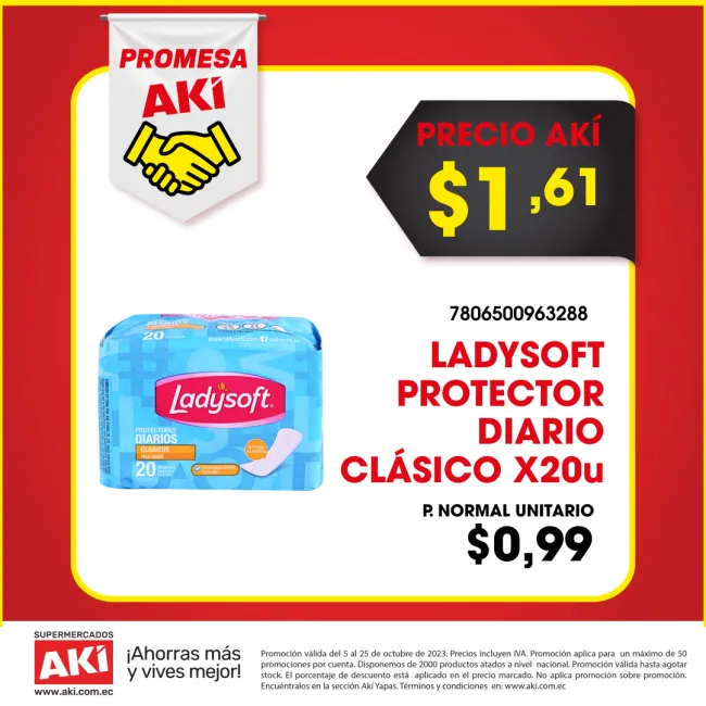 Ladysoft Protectores Diarios Clásico X 20