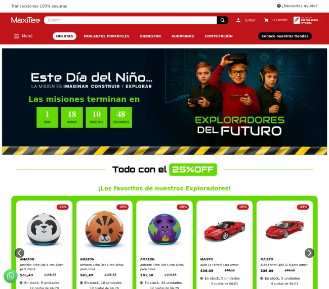 Hasta el 25% de descuento en Maxitec por el Día del niño