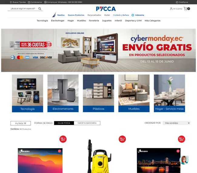 Hasta el 50% de descuento en Pycca por Cyber mondey