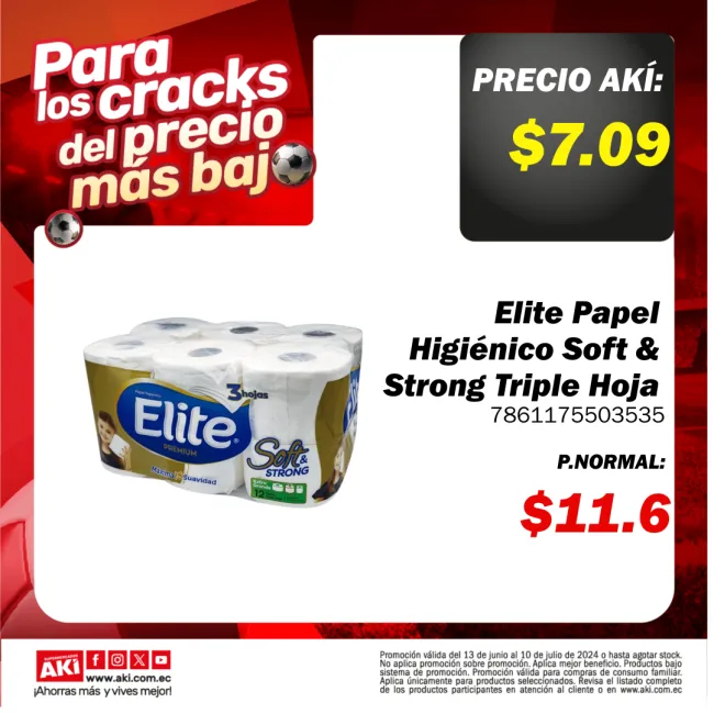 Elite Papel Higiénico Soft & Strong Triple Hoja X 12 28m