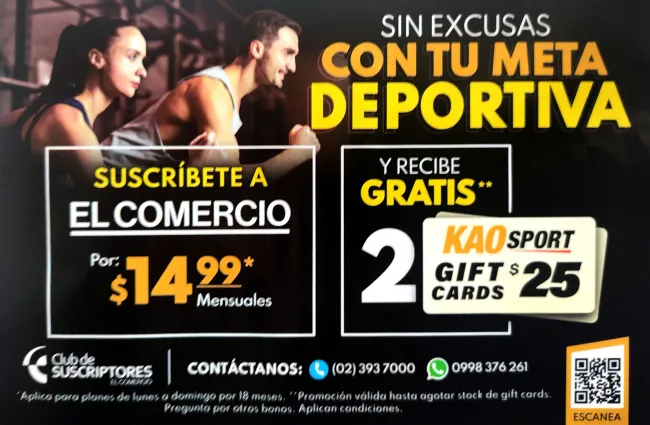 Gratis 2 Gift Cards de $25 por una suscripción de El Comercio