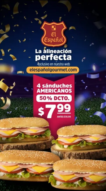 4 sánduches americanos a mitad de precio