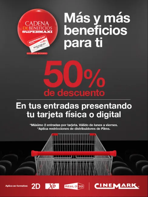 Entradas a Cinemark a mitad de precio