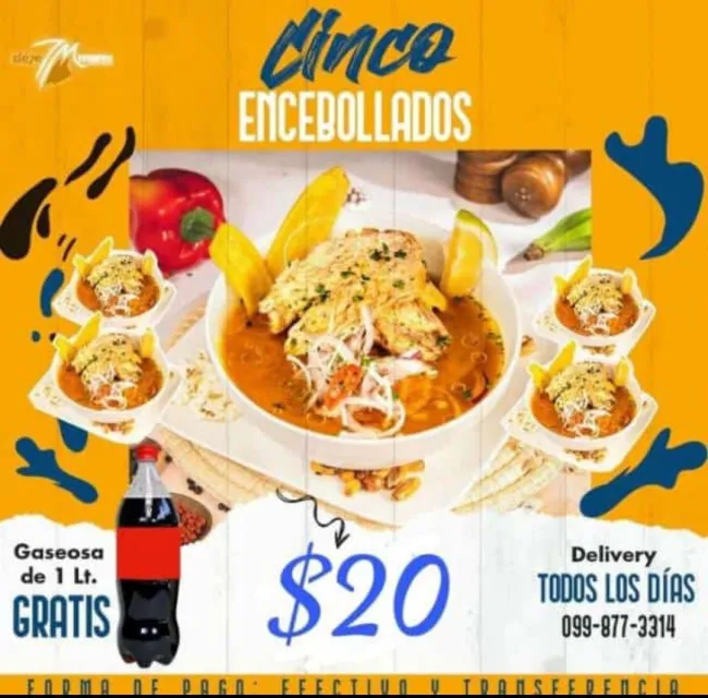 Cinco encebollados, y una gaseosa gratis