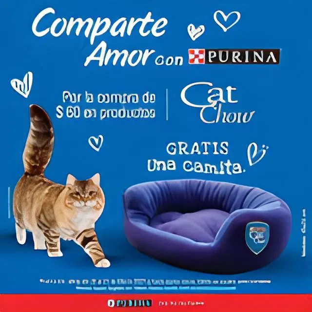 🐈 Por la compra de $30 en productos Cat Chow recibe gratis una cama para gato