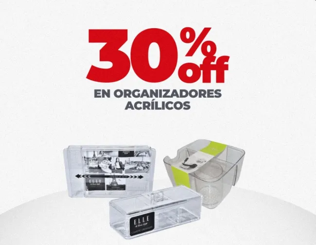 30% de descuento en organizadores acrilicos