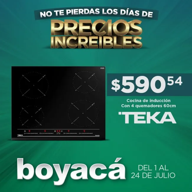 33% de descuento en Cocina de Inducción con 4 Quemadores Vitrocerámica 60x51cm  Teka