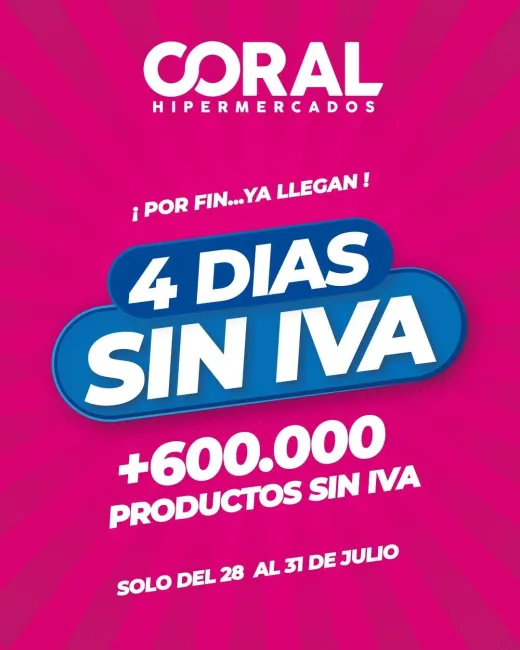 4 días SIN IVA en 600.000 productos