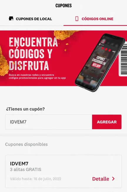 🍗🍗🍗 Con este cupón recibe 3 alitas gratis en tu pedido en KFC