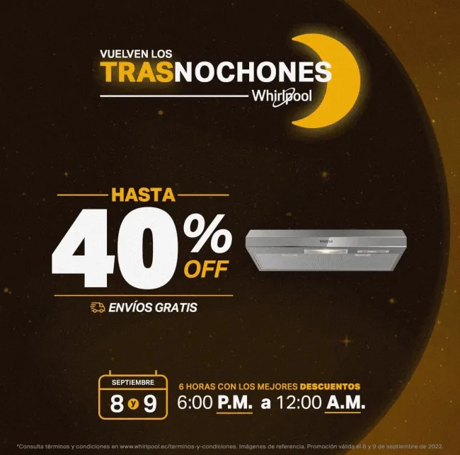 TRASNOCHON hasta el 40% de descuento en productos Whirlpool